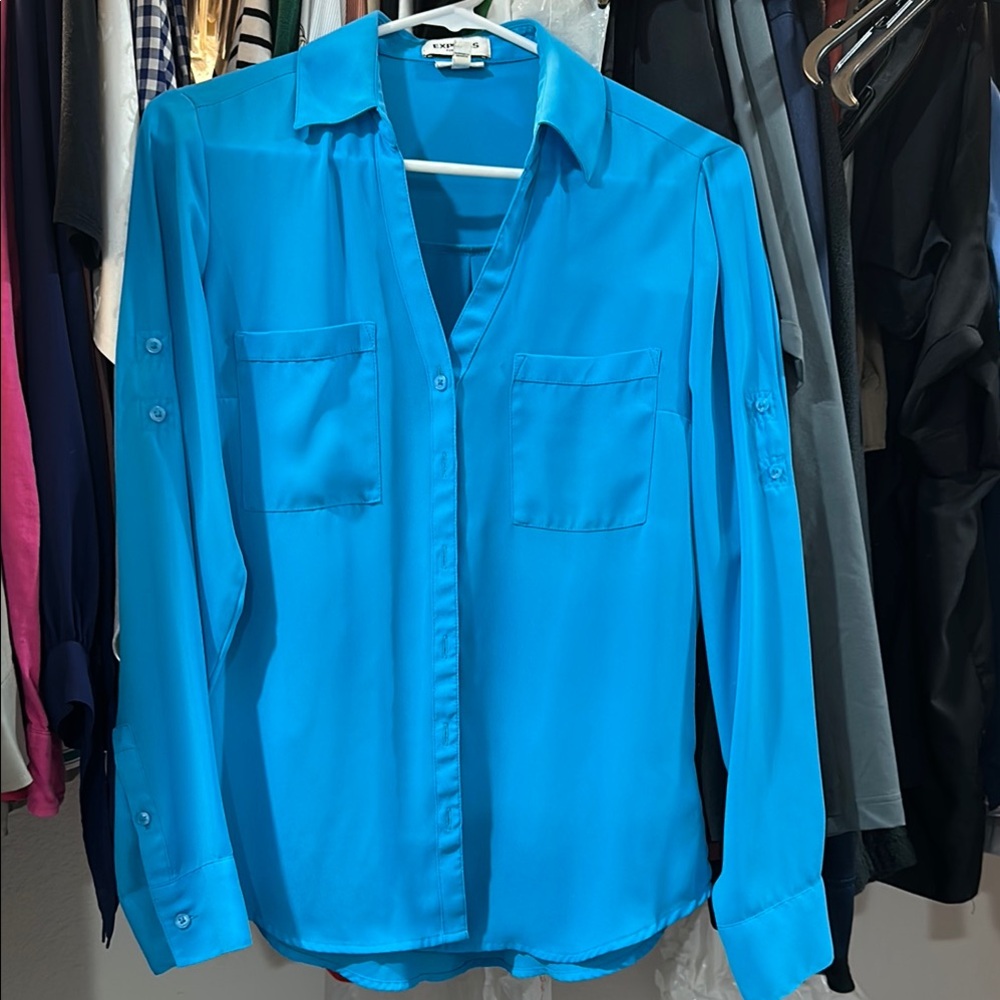 Express Bright Blue Slim Fit Shirt